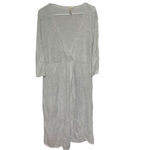 J. Jill Pure Jill Sweater Dress L Gray Maxi Linen Cotton V-Neck eco